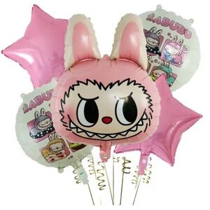 Labubu Pink and White Cartoon Balloon Set